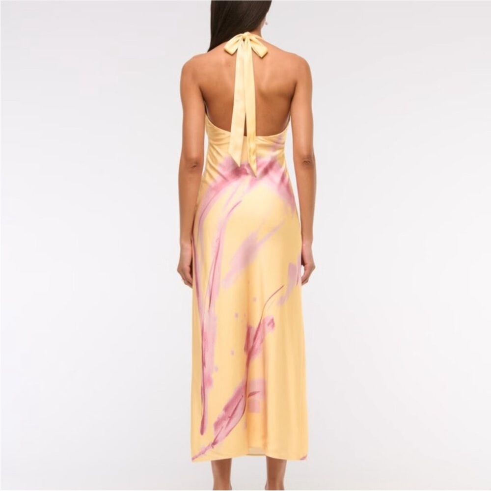 Abercrombie & Fitch Julia Slip Halter Maxi Dress - Sunny Yellow Pattern X-
Large - Picture 3 of 9